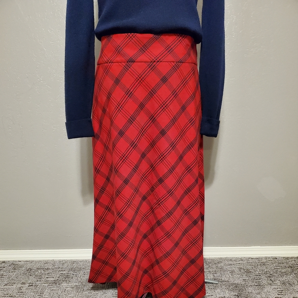 Black and red plaid maxi skirt